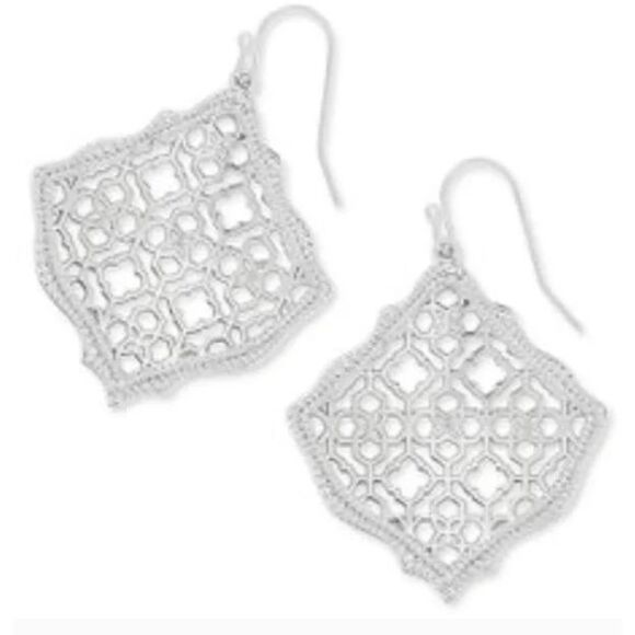 Kendra Scott NEW Kirsten earrings - silver filigree dangle drop - Picture 6 of 7